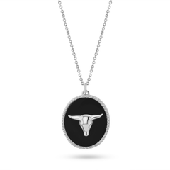 Collier Argenté, Onyx noir - Maison Di Giorgio