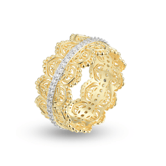 Bague dorée Or jaune 18k assemblée d'Oxyde de zirconium - Maison Di Giorgio
