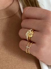 Bague dorée Or jaune 18k assemblée d'Oxyde de zirconium - Maison Di Giorgio