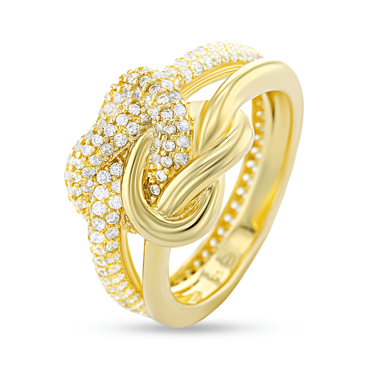 Bague dorée Or jaune 18k assemblée d'Oxyde de zirconium - Maison Di Giorgio