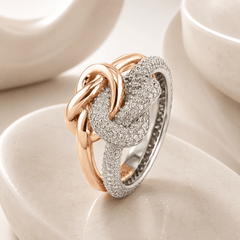 Bague Argentée et dorée Or rose 18k assemblée d'Oxyde de zirconium - Maison Di Giorgio