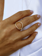 Bague dorée Or jaune 18k assemblée d'Oxyde de zirconium - Maison Di Giorgio