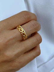 Bague dorée Or jaune 18k assemblée d'Oxyde de zirconium - Maison Di Giorgio