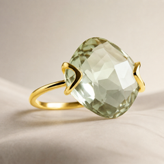 Bague - Dorée Or jaune 18k, Améthyste verte