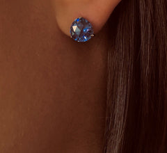 Boucles d'oreilles en Argent 925 plaqué Rhodium assemblées de Quartz bleu - Maison Di Giorgio