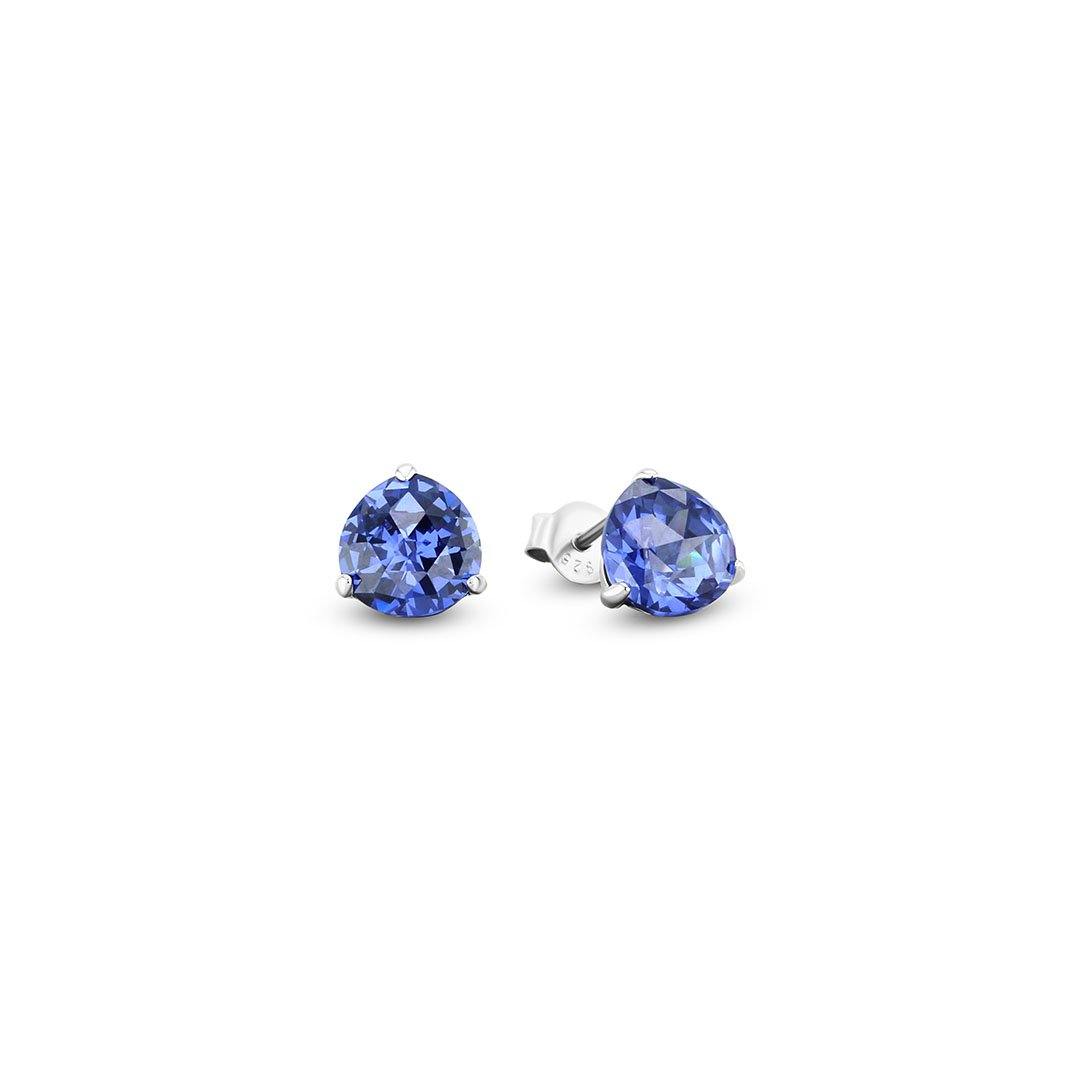 Boucles d'oreilles en Argent 925 plaqué Rhodium assemblées de Quartz bleu - Maison Di Giorgio