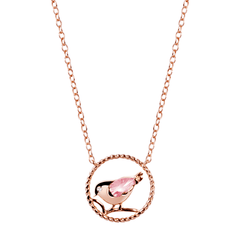 Collier en Argent 925 doré Or rose 18k assemblé de Quartz rose et d'Oxyde de zirconium - Maison Di Giorgio