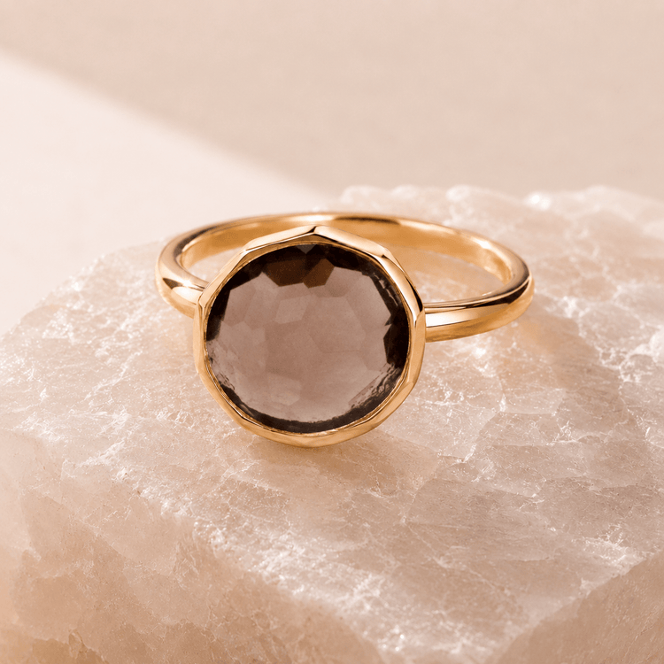 Bague - Argent 925 doré Or jaune 18k, Quartz fumé - Maison Di Giorgio