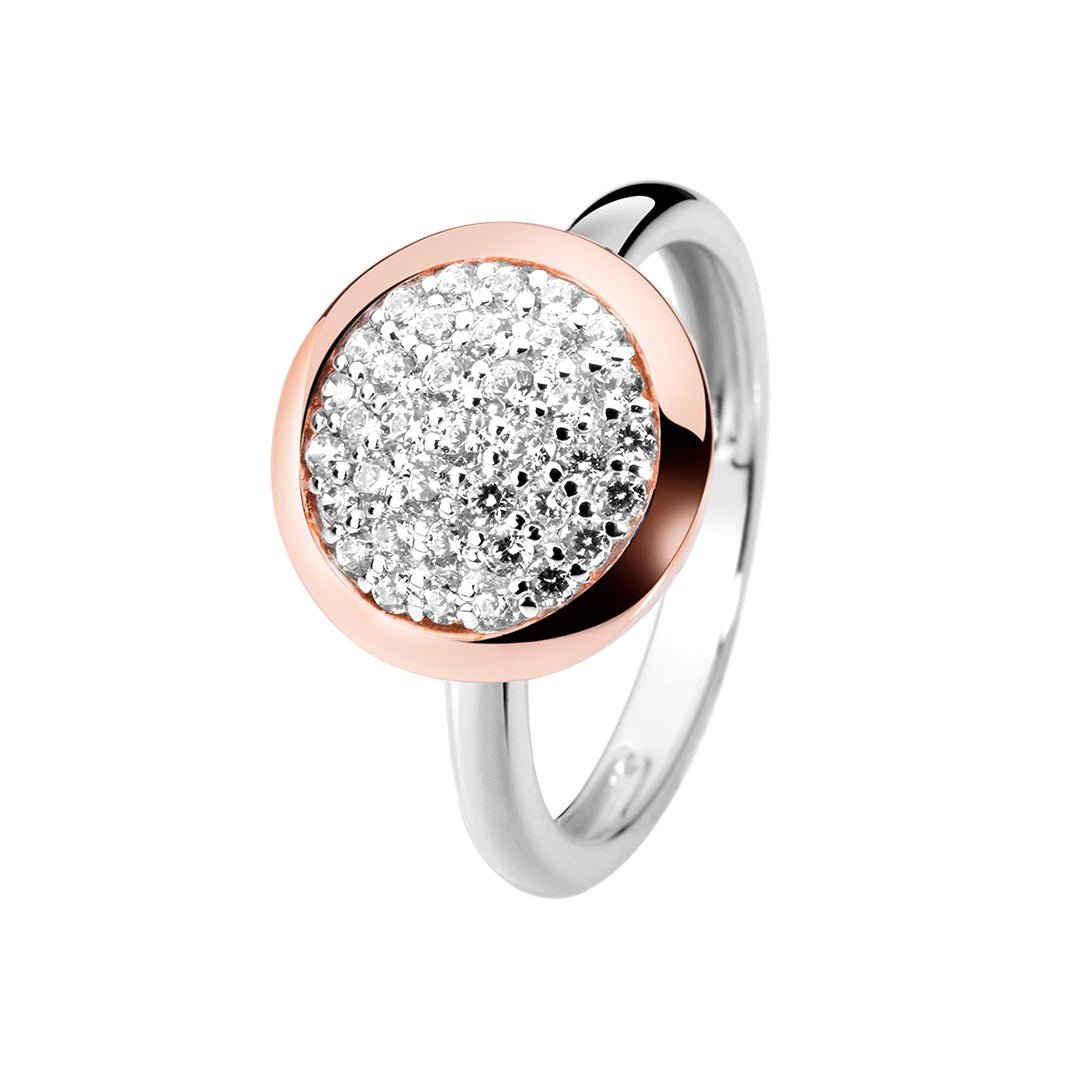 Bague en Argent 925 plaqué Rhodium et Or rose 18k assemblée d'oxyde de zirconium - Maison Di Giorgio