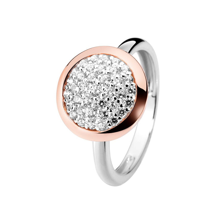Bague en Argent 925 plaqué Rhodium et Or rose 18k assemblée d'oxyde de zirconium - Maison Di Giorgio