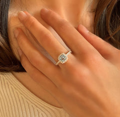 Bague en Argent 925 plaqué Rhodium assemblée de Topaze bleu ciel et Oxyde de zirconium - Maison Di Giorgio