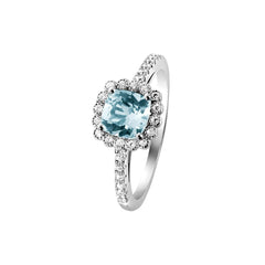Bague en Argent 925 plaqué Rhodium assemblée de Topaze bleu ciel et Oxyde de zirconium - Maison Di Giorgio