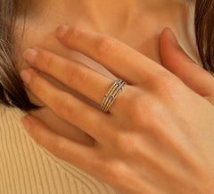 Bague en Argent 925 plaqué Rhodium assemblée de Saphir bleu - Maison Di Giorgio