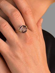 Bague en Argent 925 doré Or jaune 18k assemblée de Quartz fumé - Maison Di Giorgio