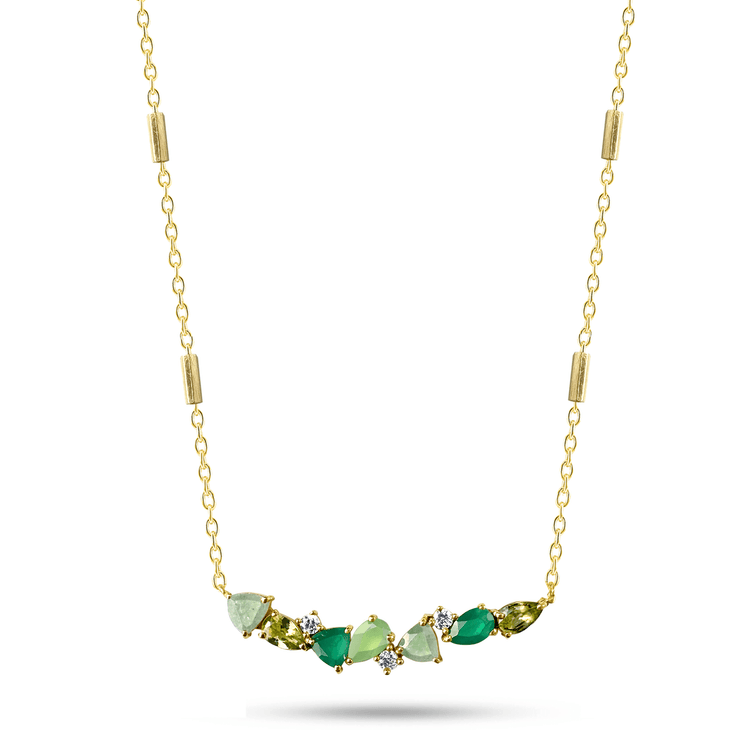 Collier en Argent 925 doré Or jaune 18k assemblé d'Aventurine verte, Peridot et Onyx vert - Maison Di Giorgio