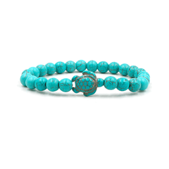 Bracelet perles assemblé de Turquoise et d'Argent 925 - Maison Di Giorgio