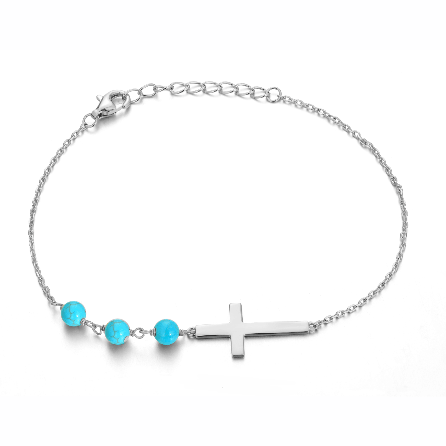 Bracelet en Argent 925 plaqué Argent assemblé de Turquoise - Maison Di Giorgio