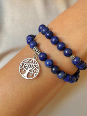 Bracelet perles assemblé de Lapis - lazuli et d'Argent 925 - Maison Di Giorgio