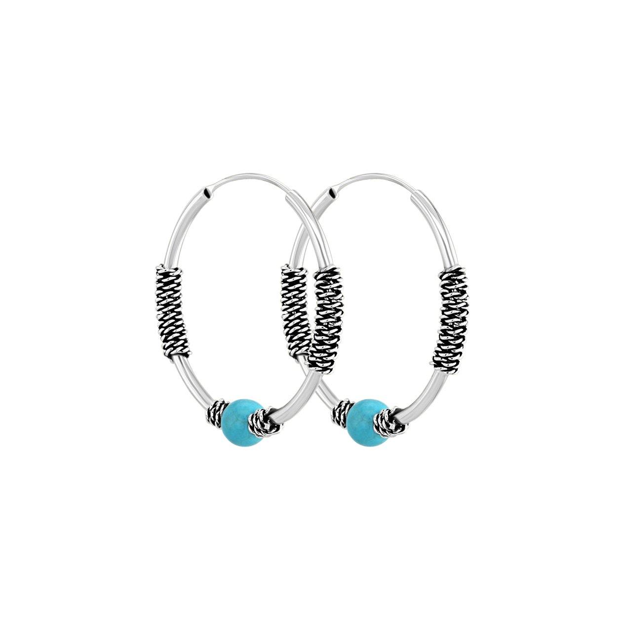 Boucles d'oreilles en Argent 925 assemblées de Turquoise - Maison Di Giorgio