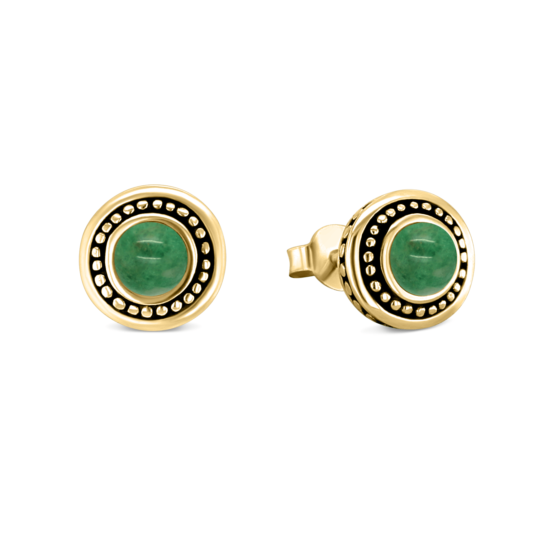 Boucles d'oreilles en Argent 925 doré Or jaune 18k assemblées de Amazonite verte - Maison Di Giorgio