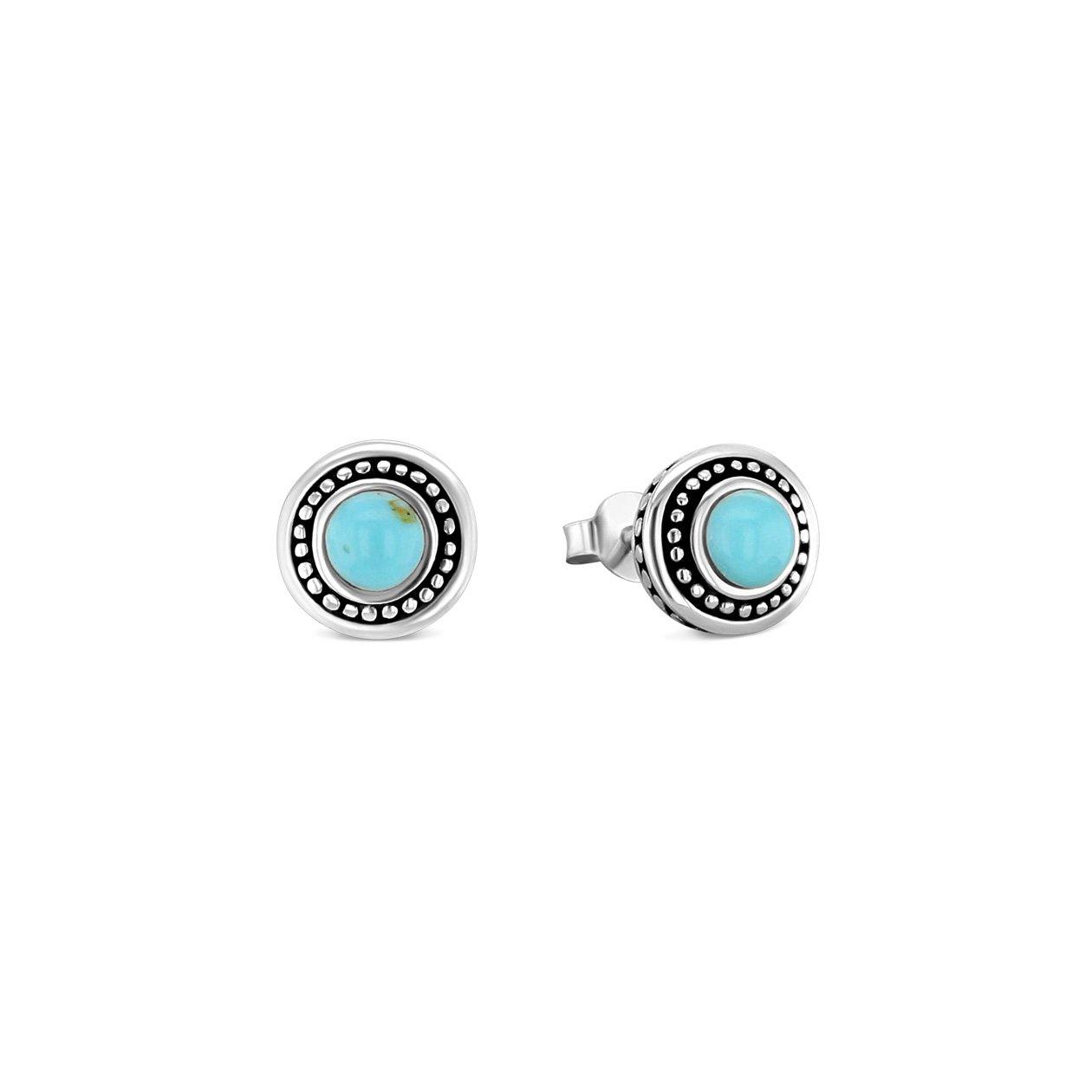 Boucles d'oreilles en Argent 925 assemblées de Turquoise - Maison Di Giorgio