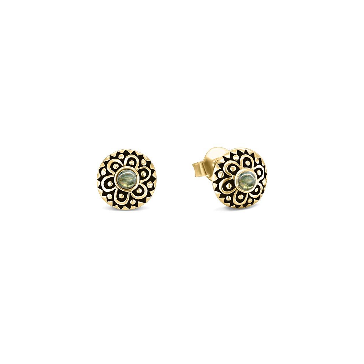 Boucles d'oreilles en Argent 925 doré Or jaune 18k assemblées de Labradorite - Maison Di Giorgio