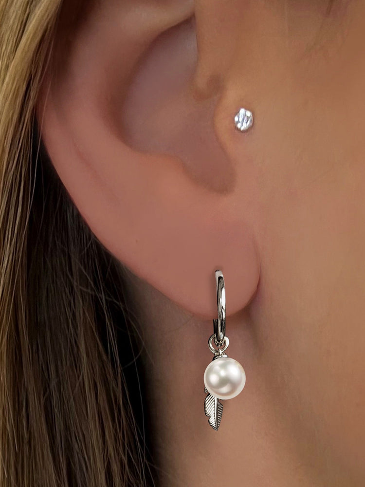 Boucles d'oreilles en Argent 925 plaqué Argent et assemblées de Perle d'eau douce - Maison Di Giorgio