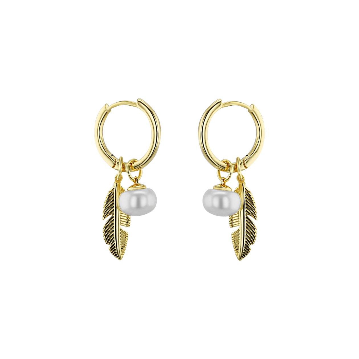 Boucles d'oreilles en Argent 925 doré Or jaune 18k assemblées de Perle d'eau douce - Maison Di Giorgio