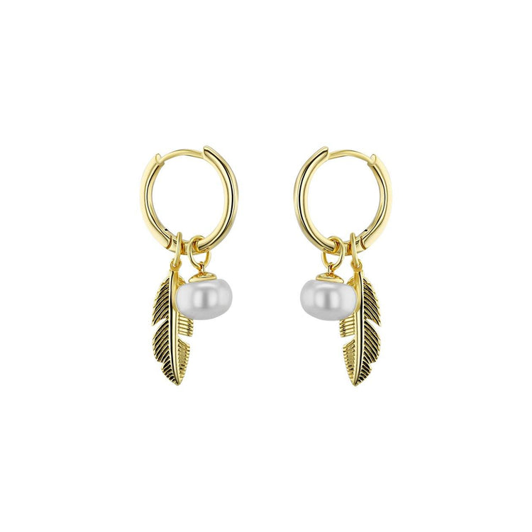 Boucles d'oreilles en Argent 925 doré Or jaune 18k assemblées de Perle d'eau douce - Maison Di Giorgio