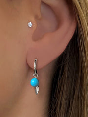 Boucles d'oreilles en Argent 925 plaqué Argent assemblées de Turquoise - Maison Di Giorgio