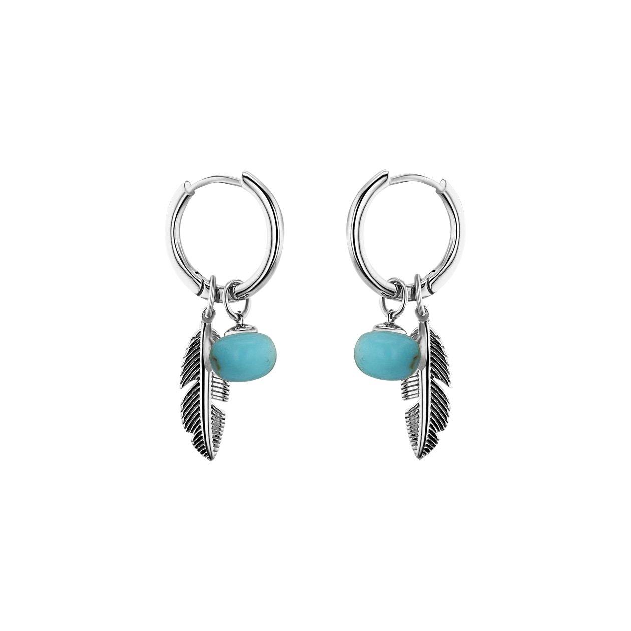 Boucles d'oreilles en Argent 925 plaqué Argent assemblées de Turquoise - Maison Di Giorgio