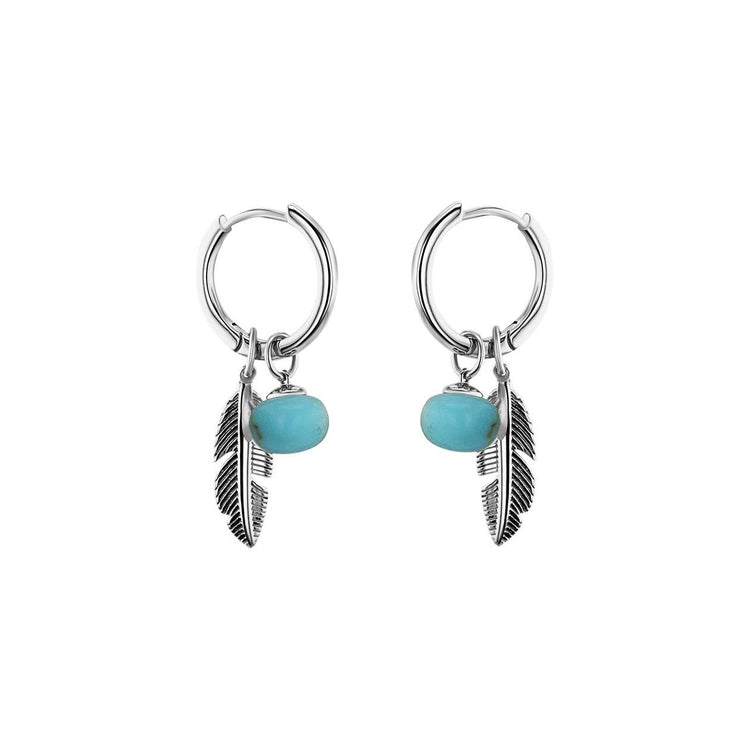 Boucles d'oreilles en Argent 925 plaqué Argent assemblées de Turquoise - Maison Di Giorgio