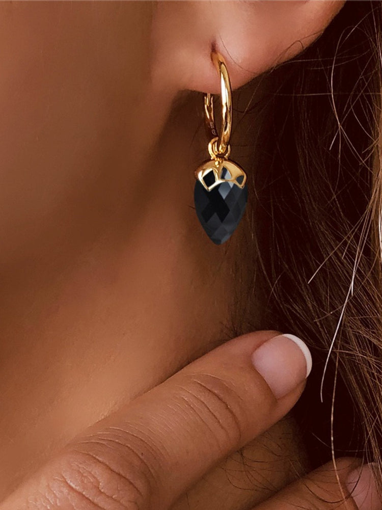 Boucles d'oreilles en Argent 925 doré Or jaune 18k assemblées d'Onyx noir - Maison Di Giorgio