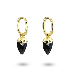 Boucles d'oreilles en Argent 925 doré Or jaune 18k assemblées d'Onyx noir - Maison Di Giorgio