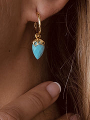 Boucles d'oreilles en Argent 925 doré Or jaune 18k assemblées de Turquoise - Maison Di Giorgio