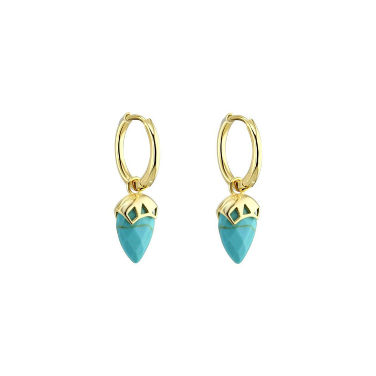 Boucles d'oreilles en Argent 925 doré Or jaune 18k assemblées de Turquoise - Maison Di Giorgio