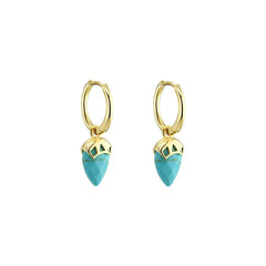 Boucles d'oreilles en Argent 925 doré Or jaune 18k assemblées de Turquoise - Maison Di Giorgio