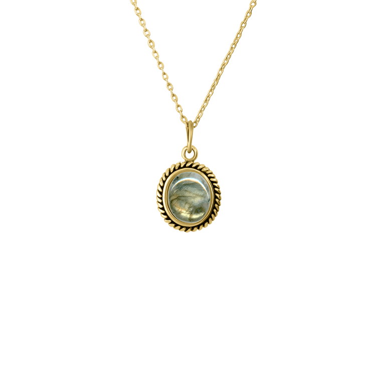 Collier en Argent 925 doré Or jaune 18k assemblé de Labradorite - Maison Di Giorgio