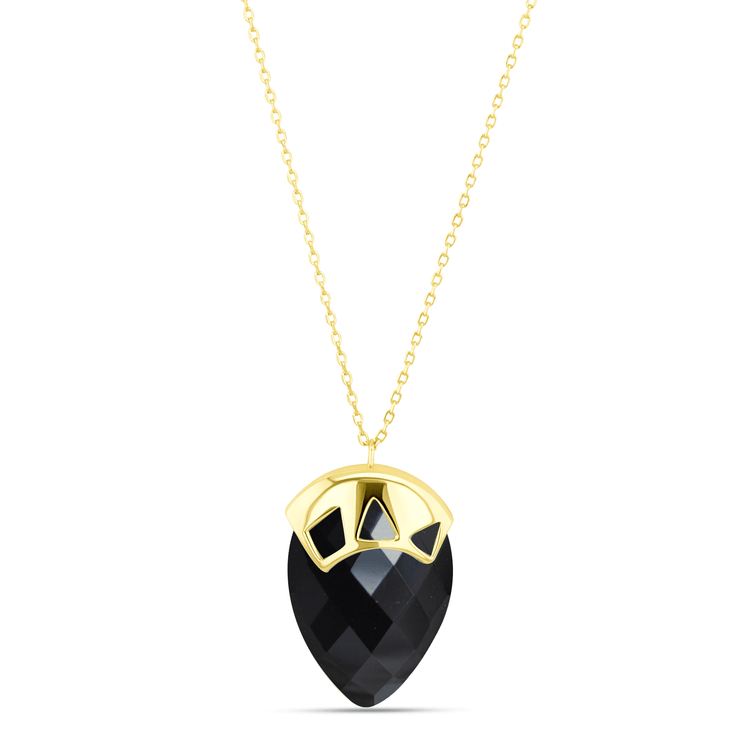 Collier en Argent 925 doré Or jaune 18k assemblé d'Onyx noir - Maison Di Giorgio