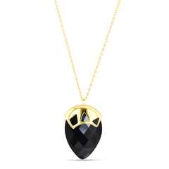 Collier en Argent 925 doré Or jaune 18k assemblé d'Onyx noir - Maison Di Giorgio
