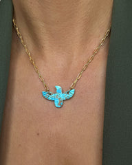 Collier en Argent 925 doré Or jaune 18k assemblé de Turquoise - Maison Di Giorgio