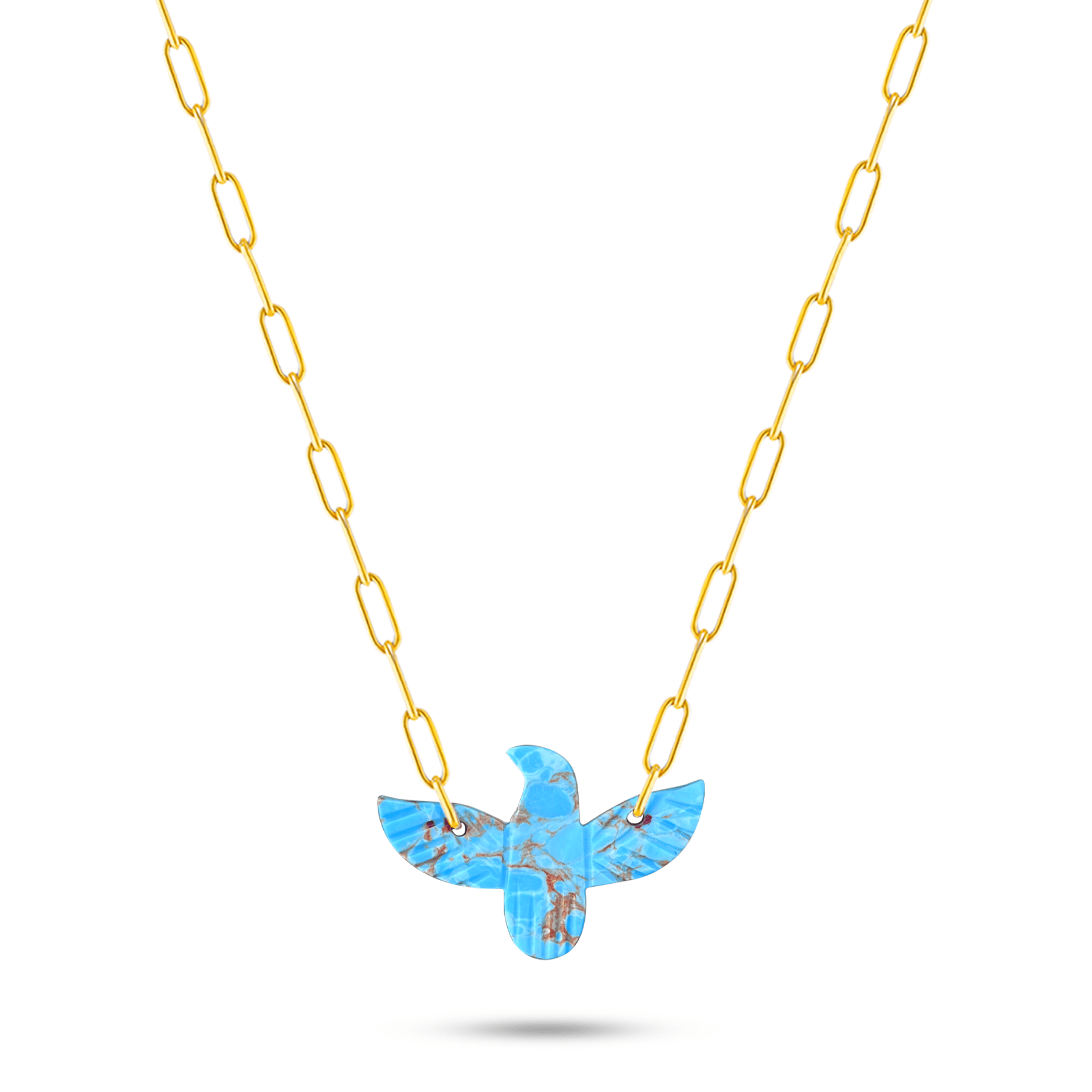 Collier en Argent 925 doré Or jaune 18k assemblé de Turquoise - Maison Di Giorgio
