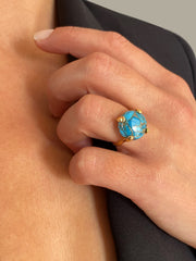 Bague en Argent 925 doré Or jaune 18k assemblée de Turquoise - Maison Di Giorgio