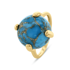 Bague en Argent 925 doré Or jaune 18k assemblée de Turquoise - Maison Di Giorgio