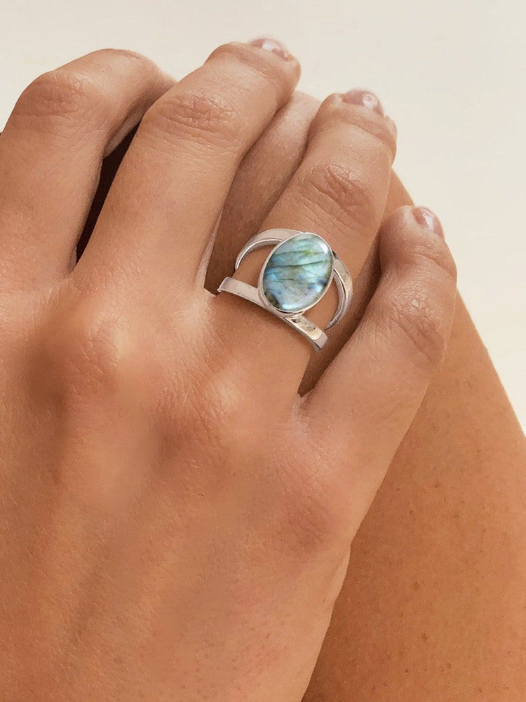 Bague en Argent 925 assemblée de Labradorite - Maison Di Giorgio