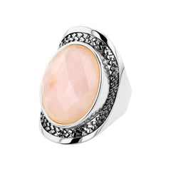 Bague en Argent 925 plaqué Rhodium assemblée de Quartz rose - Maison Di Giorgio