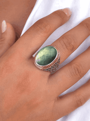 Bague en Argent 925 partiellement doré Or jaune 18k assemblée de Labradorite - Maison Di Giorgio
