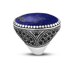 Bague en Argent 925 assemblée de Lapis - lazuli et Oxyde de zirconium noir - Maison Di Giorgio