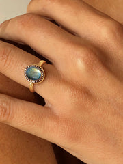 Bague en Argent 925 doré Or jaune 18k assemblée de Labradorite - Maison Di Giorgio