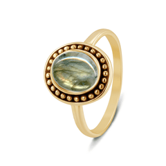 Bague en Argent 925 doré Or jaune 18k assemblée de Labradorite - Maison Di Giorgio